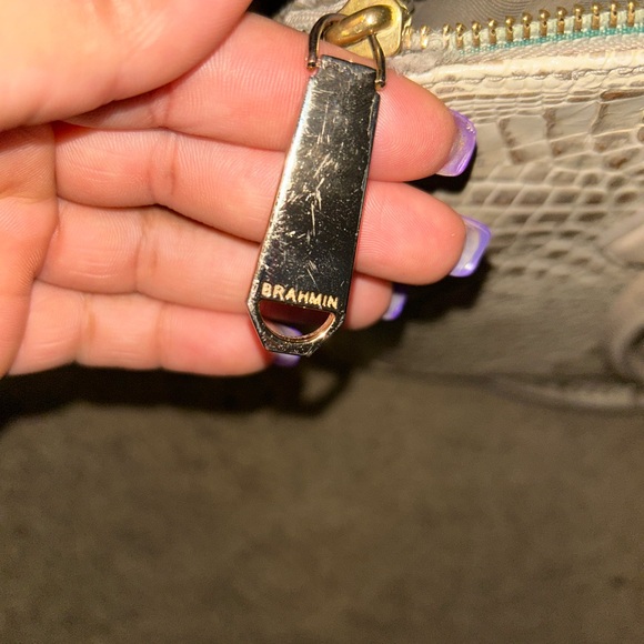 Brahmin Cream Crocodile-Embossed Satchel with Detachable Strap - Picture 9 of 11